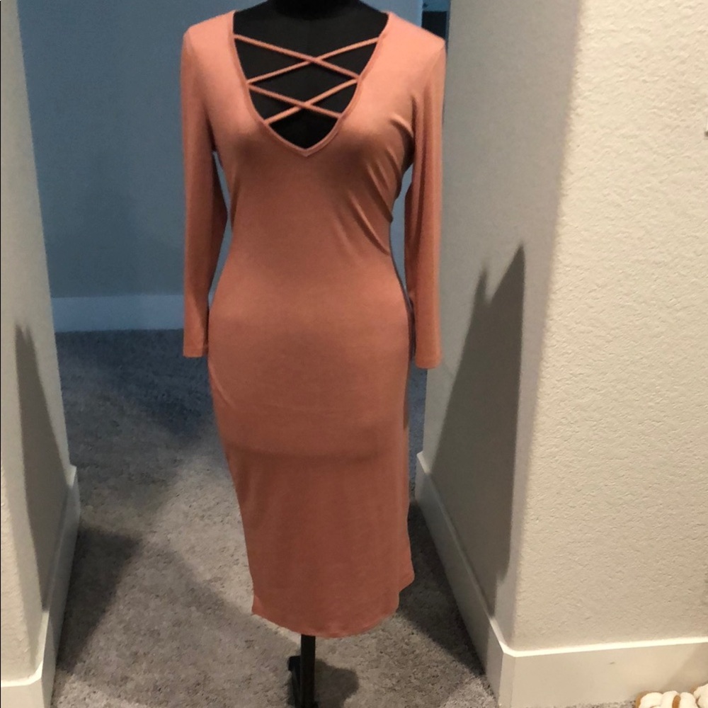 Forever 21 Pink Long Sleeve Bodycon Dress